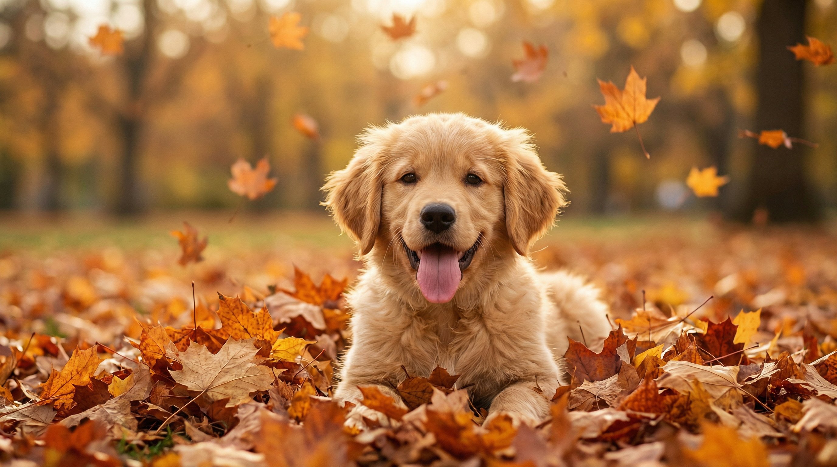 人兽金毛幼犬秋日视频