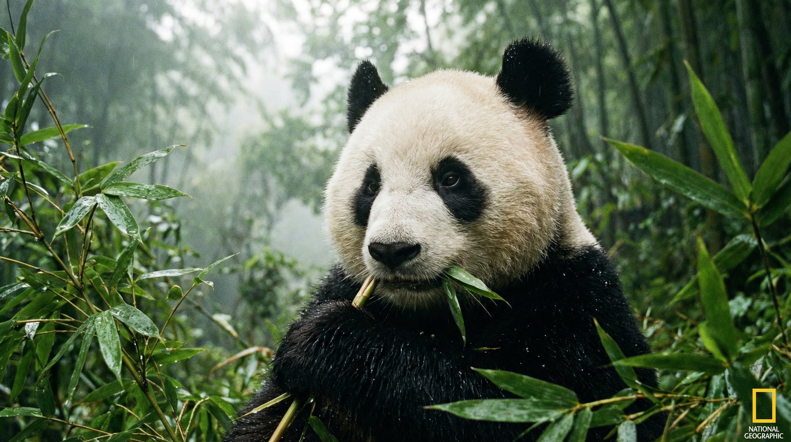 人兽熊猫吃竹子视频