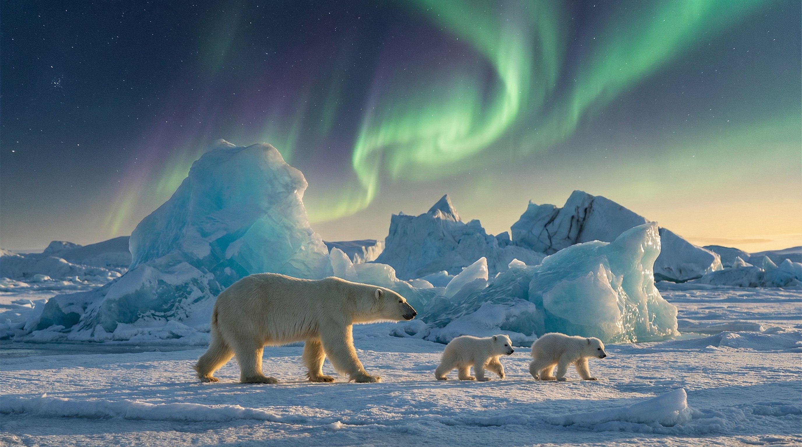 人兽北极熊极光视频